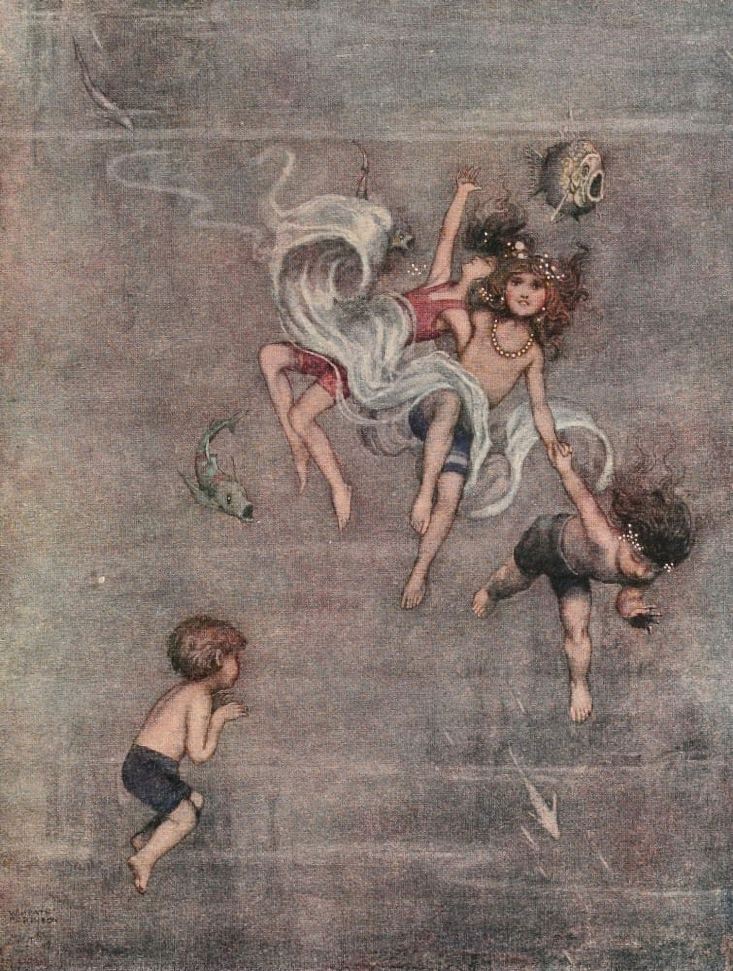The Water-babies 1915 Down to the Sea Canvas Art - W Heath Robinson (18 x 24)