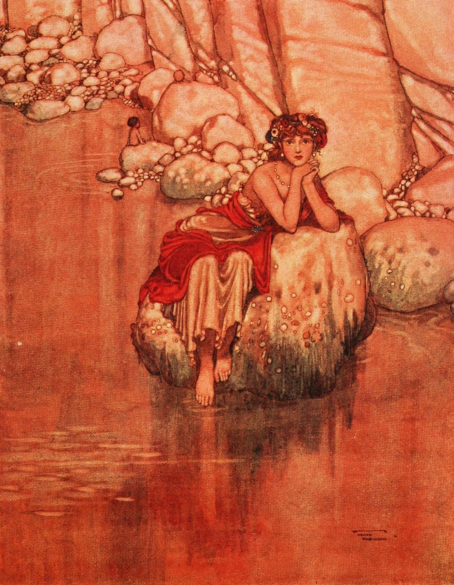 The Water-babies 1915 Ellie sitting waiting Canvas Art - W Heath Robinson (18 x 24)