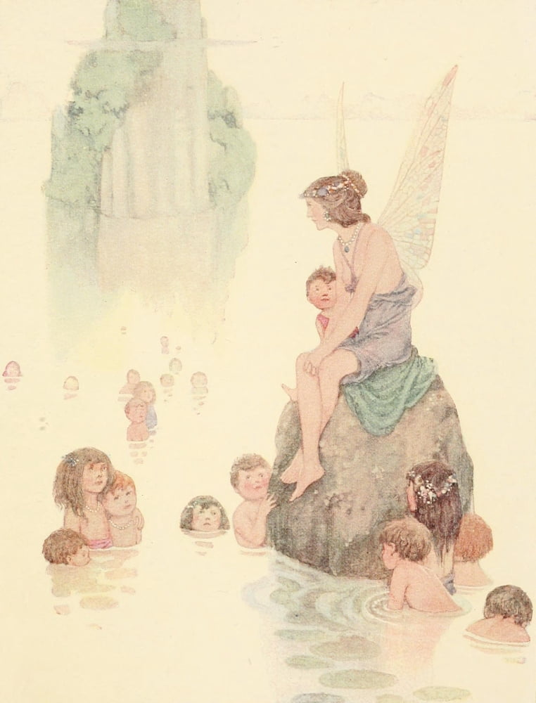 The Water-babies 1915 Fairies took to the water-babies Canvas Art - W Heath Robinson (18 x 24)