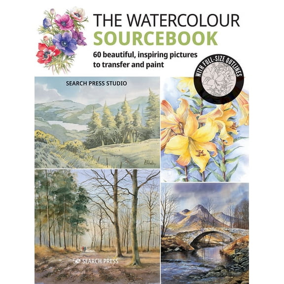 The Watercolour Sourcebook: 60 Inspiring Pictures to Transfer and Paint with Full-Size Outlines, (Paperback)