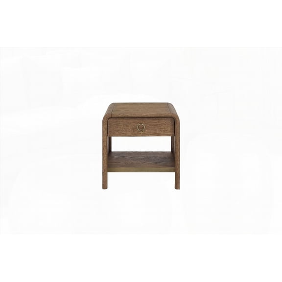 The Coffee Table with Elm Veneers in Latte, Features Storage & Waterfall Curves