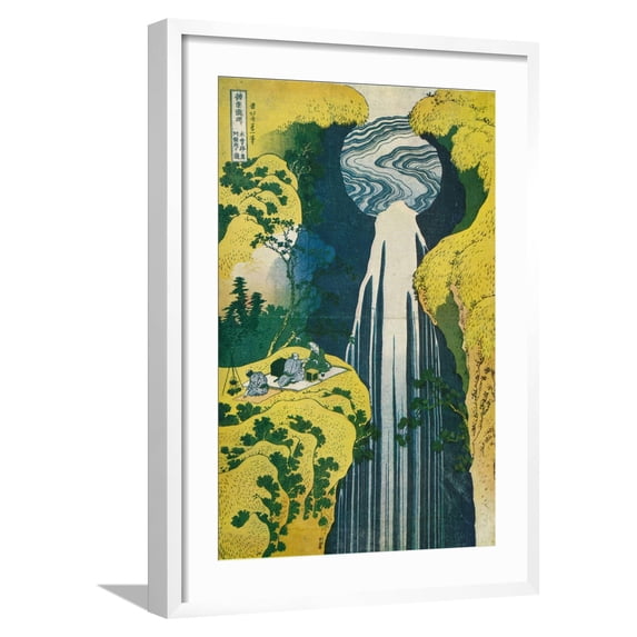 Art.com The Waterfall of Amida Behind the Kiso Road, C1832. (1925) Giclee Print by Katsushika Hokusai, White Frame Wall Art, 21" x 29"