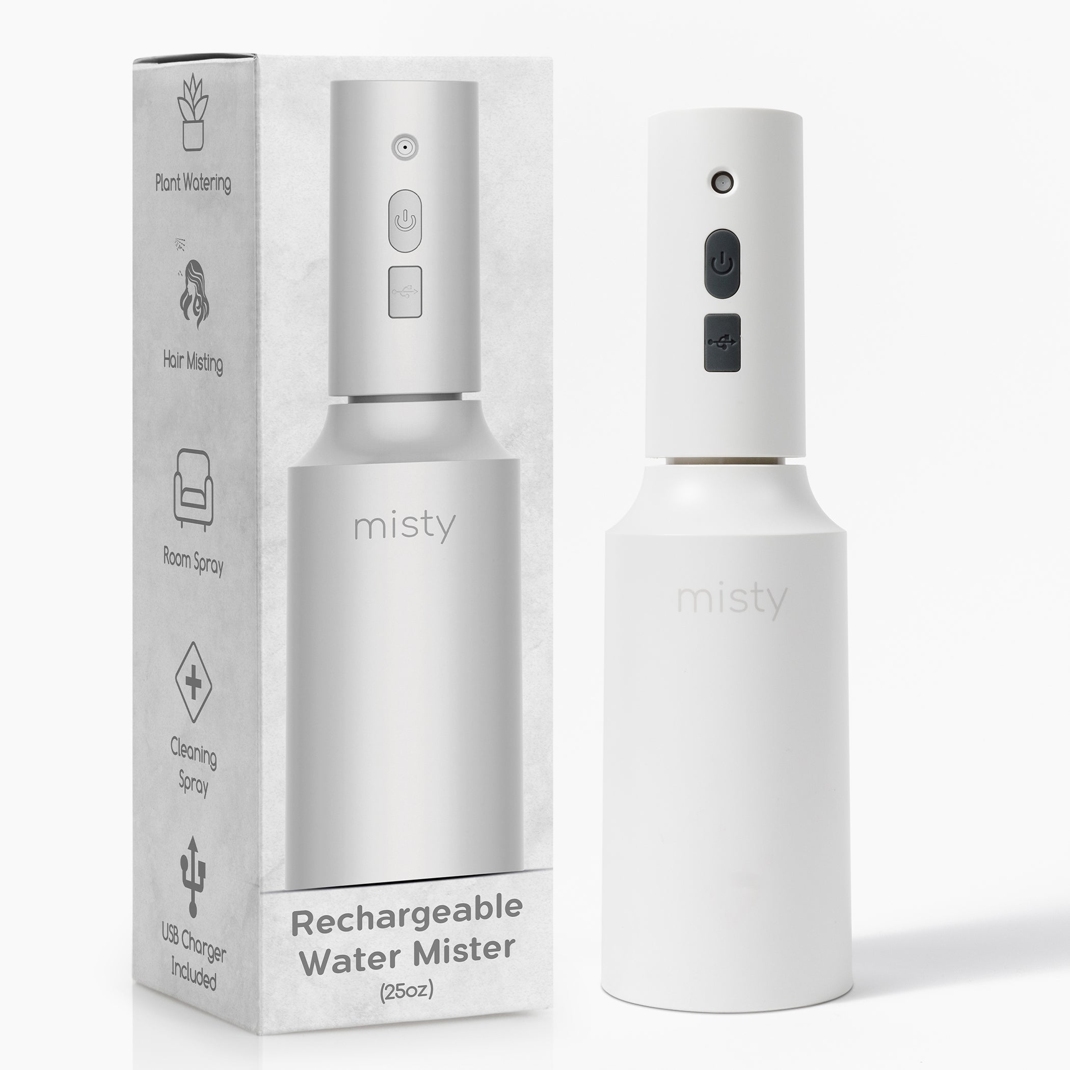 Misty White Rechargeable Automatic Electric Water Mister (25 oz)