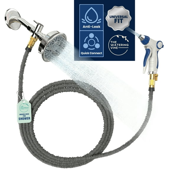 The Watering Vine Long Shower Hose Attachment with Shower Diverter (50 FT)