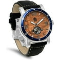thumbnail image 1 of "The Waterman" Hawaiian Koa Wood Watch (47mm, Chrome, Black Leather Band), 1 of 1