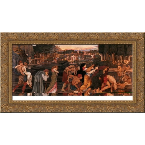The Waters of Lethe by the Plains of Elysium 24x14 Gold Ornate Wood Framed Canvas Art by John Roddam Spencer Stanhope