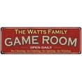thumbnail image 1 of The Watts Family Gift Red Game Room Metal 6x18 Sign 206180038213, 1 of 1