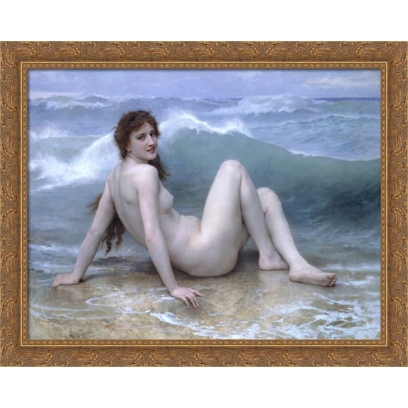 The Wave 36x28 Large Gold Ornate Wood Framed Canvas Art by William Adolphe Bouguereau