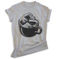 thumbnail image 1 of The Wave Coffee Cup T-shirt, Unisex Women's Men's Shirt, Clever Coffee Japanese Classical Art Gift, Heather Gray, Small, 1 of 6