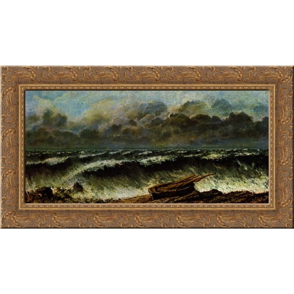 The Waves 24x14 Gold Ornate Wood Framed Canvas Art by Gustave Courbet
