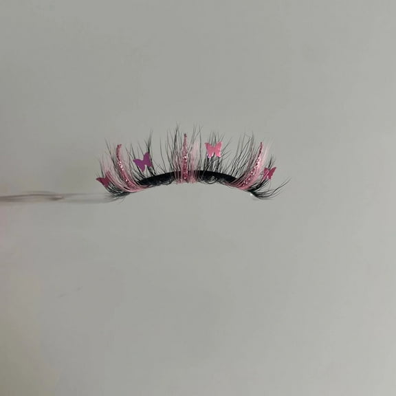 The Wax House - "Q" Pink Butterfly False Eyelashes, 1 Pair