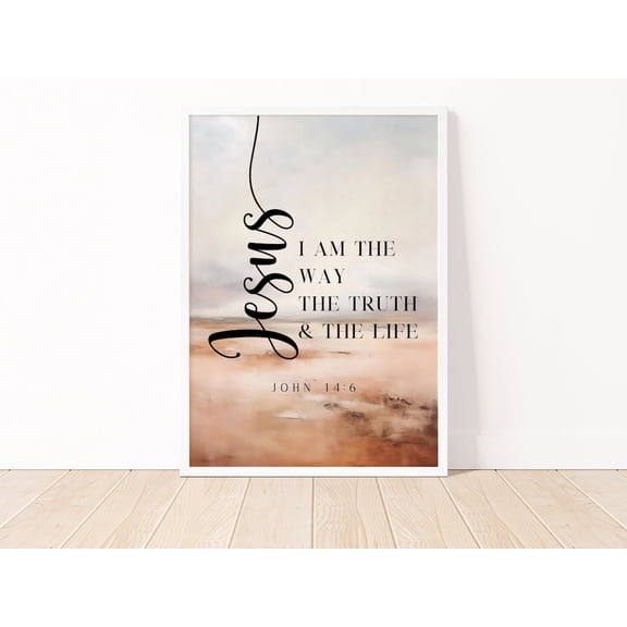 The Way The Truth The Life Bible Verse Wall Art Minimalist Scripture Home Decor, Unframed Paper Poster 8x10in