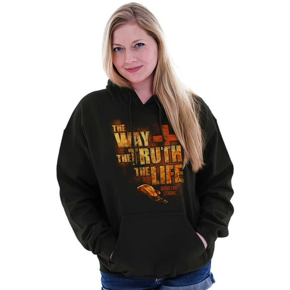 The Way Truth Life Christian Cross Hoodie Sweatshirt Women Men Brisco Brands X