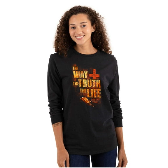 The Way Truth Life Christian Cross Long Sleeve TShirt Men Women Brisco Brands M