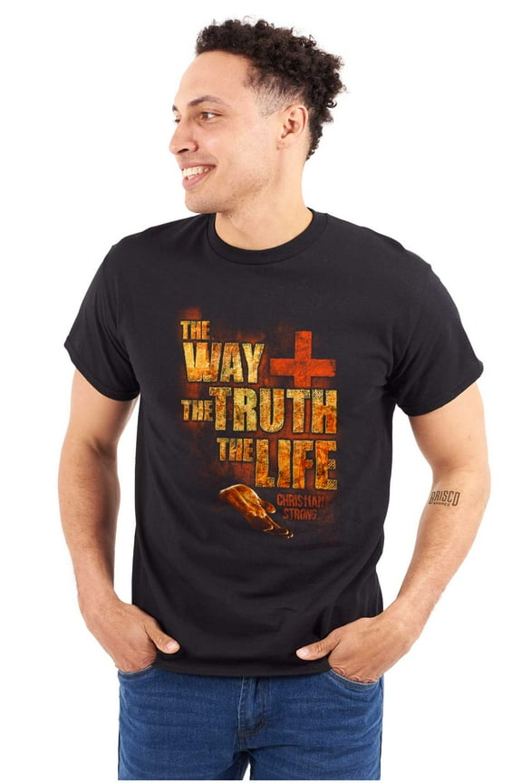 The Way Truth Life Christian Cross Men's Graphic T Shirt Tees Brisco Brands L