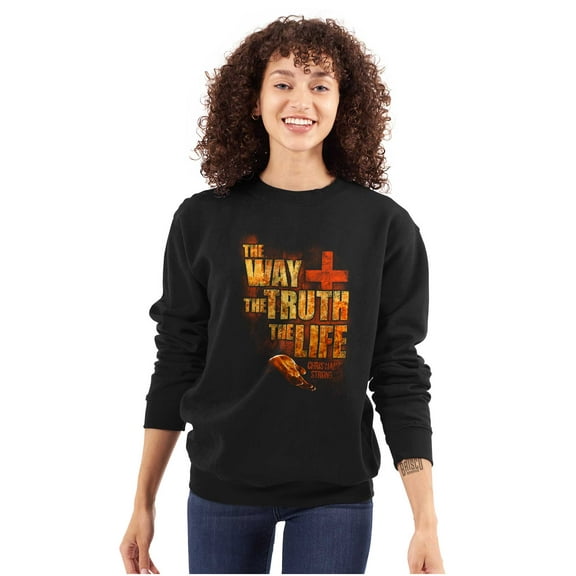 The Way Truth Life Christian Cross Sweatshirt for Men or Women Brisco Brands S