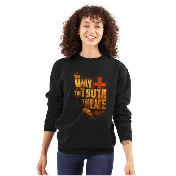 The Way Truth Life Christian Cross Sweatshirt for Men or Women Brisco Brands S