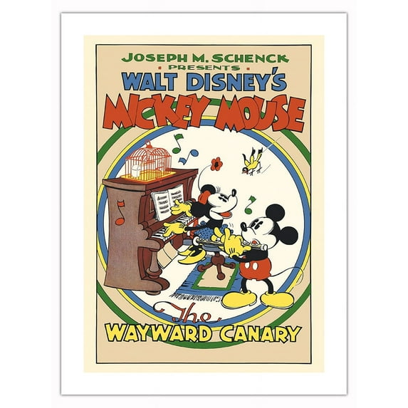 The Wayward Canary - Starring Mickey & Minnie Mouse - Vintage Film Movie Poster c.1932 - Bamboo Fine Art 290gsm Paper Print (Unframed) 18x24in