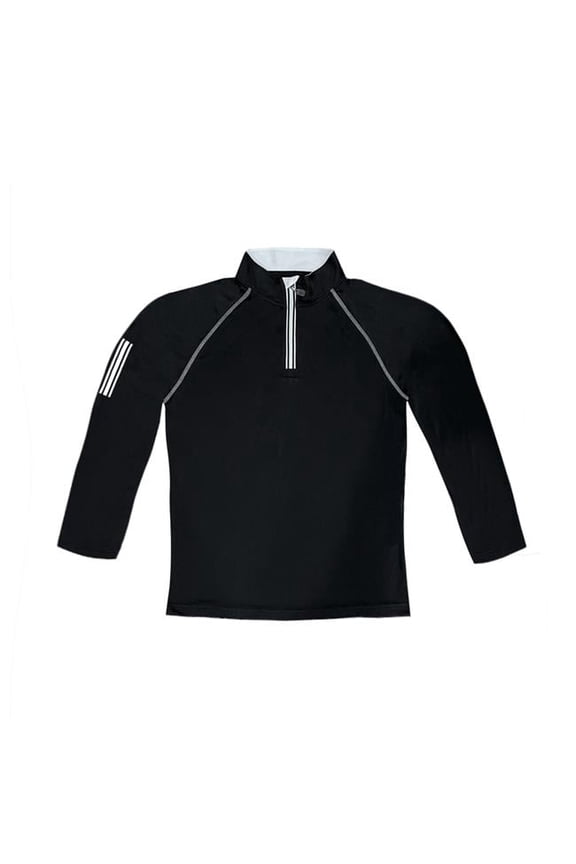 The Weather Apparel 58043-050-MD Men Solid Activewear Long Sleeve Jersey, Black & White - Medium