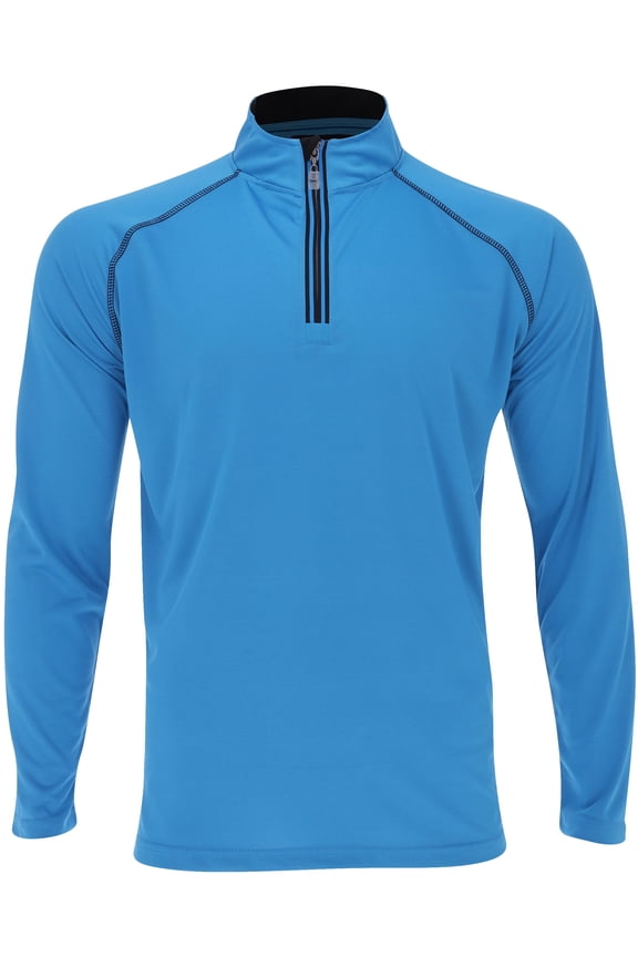 The Weather Apparel 58043-139-LG Men Solid Activewear Long Sleeve Jersey, Azure Blue & Black - Large