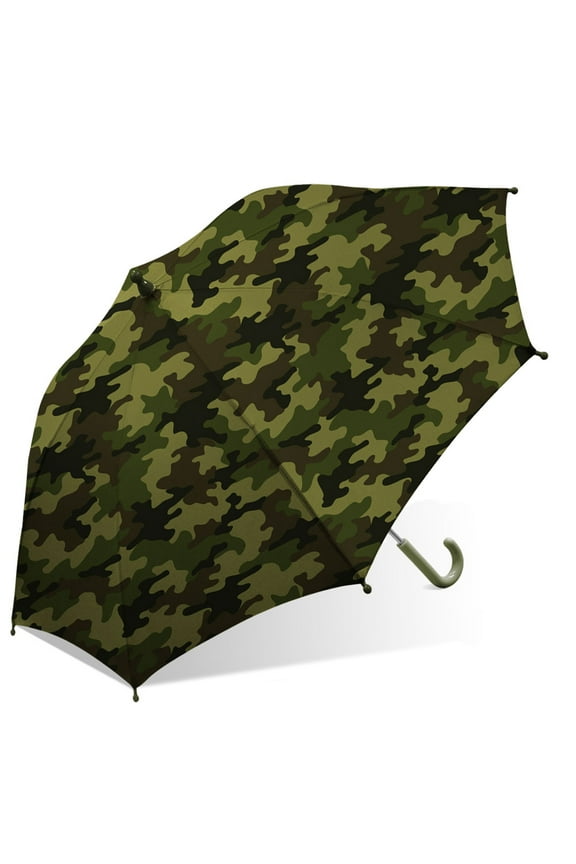 Children's Rain Umbrella, Camo, Stick Umbrella with Curved Handle