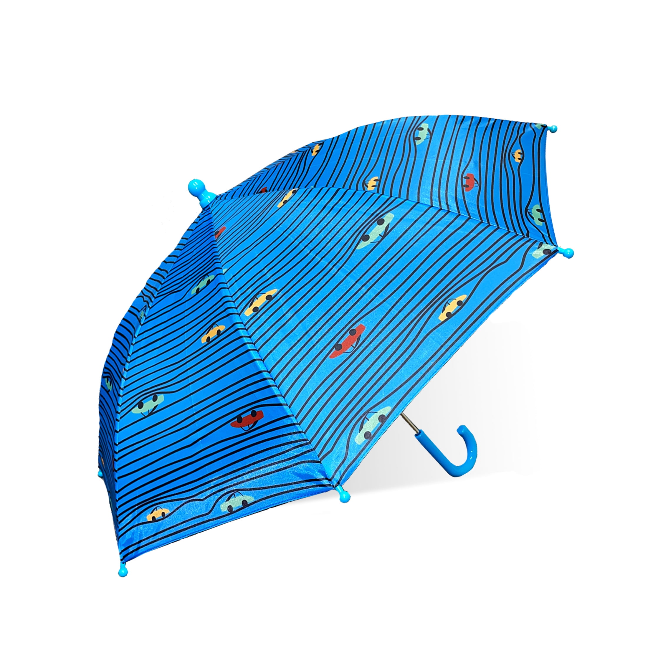 The Weather Station Children's Rain Umbrellas, Cars, Stick Umbrella with Curved Handle