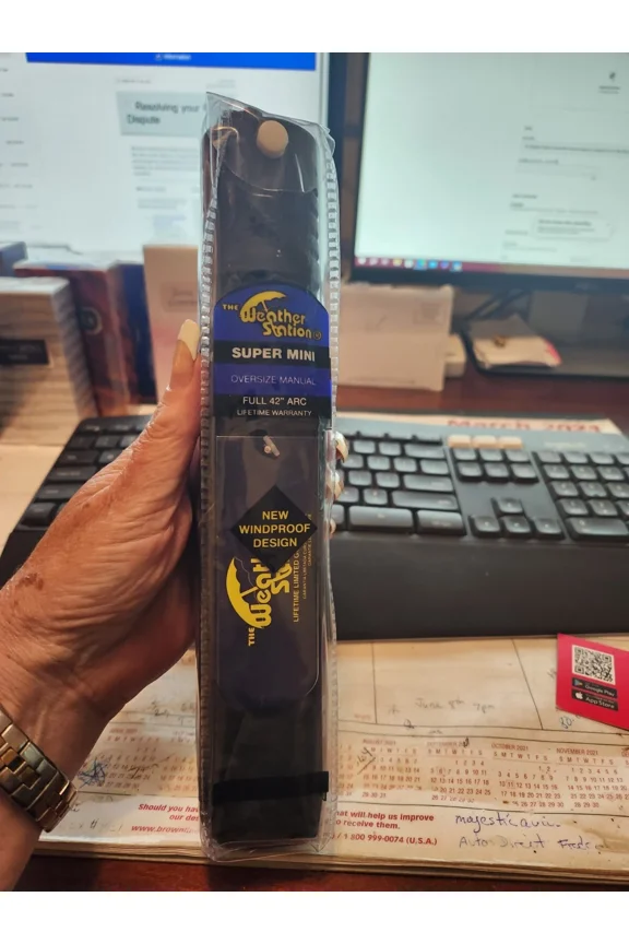 The Weather Station Super Mini Oversize Manual Umbrella Full 42" Arc Black New