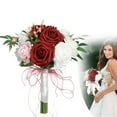 thumbnail image 1 of The Wedding Bouquet Is Burgundy Fake Flowers, 1 Wedding Bouquet Fake Flowers Small(Plastic, One Size), 1 of 8