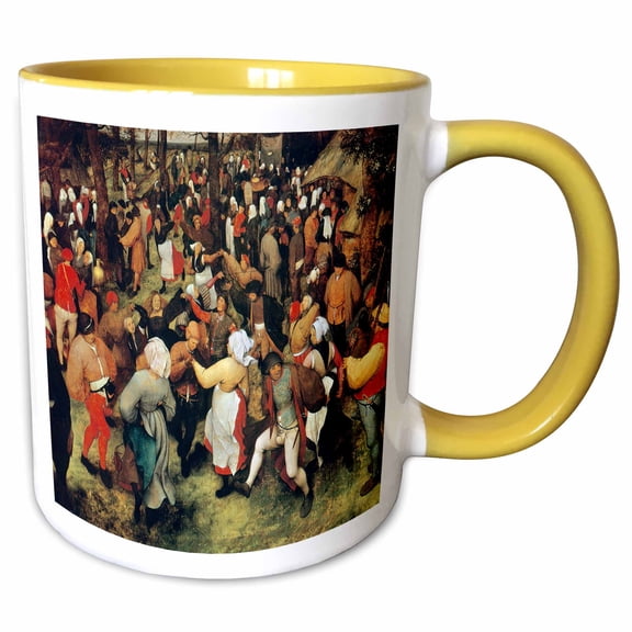 3drose, the Wedding Dance, 1566 by Pieter Bruegel the Elder Guest Dancing, 11oz Two-tone Yellow Mug