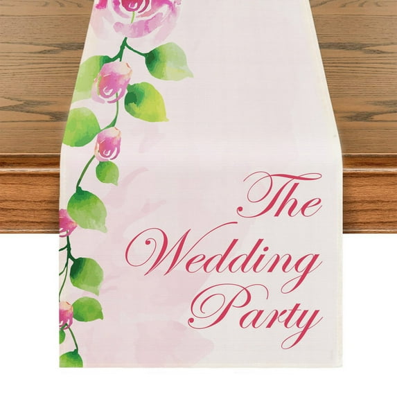 The Wedding Party Table Runner, Modern Minimalism Table Throw Tablecloth, For Kitchen Dining Living Room, Show Wedding Party Table Setting Decor