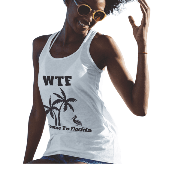 The Welcome To Florida Palms And Pelican Women's Ideal Racerback Tank Top