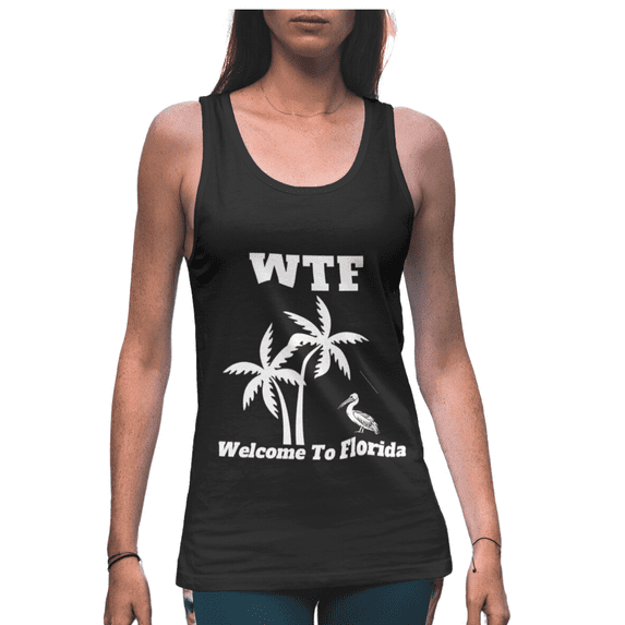 The Welcome To Florida Palms And Pelican Women's Ideal Racerback Tank Top