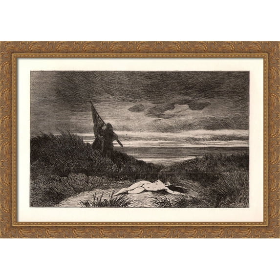 The Werwolf 40x28 Large Gold Ornate Wood Framed Canvas Art by Felicien Rops