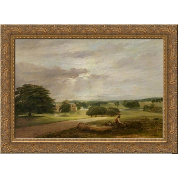 The West Front of Clumber House, Nottinghamshire 24x18 Gold Ornate Wood Framed Canvas Art by William Collins