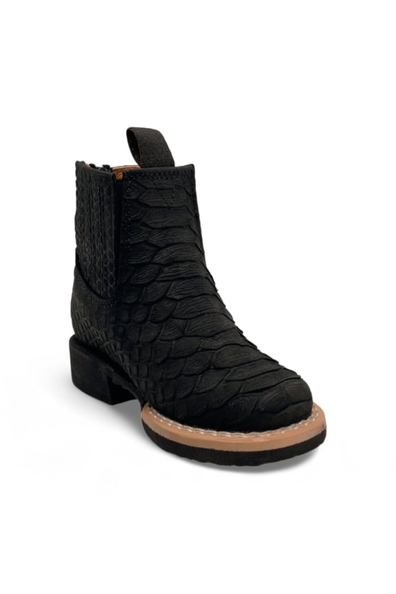 Infant Kids Python Print Leather Ankle Boot