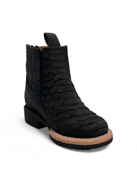 Infant Kids Python Print Leather Ankle Boot