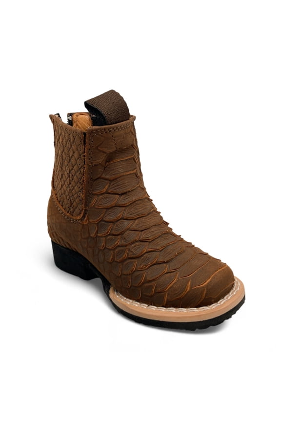 Infant Kids Python Print Leather Ankle Boot