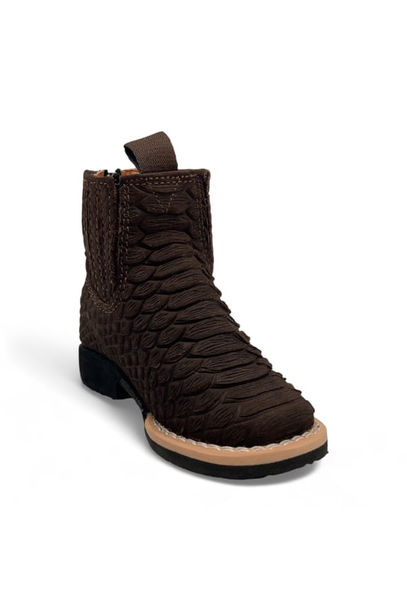 Infant Kids Python Print Leather Ankle Boot