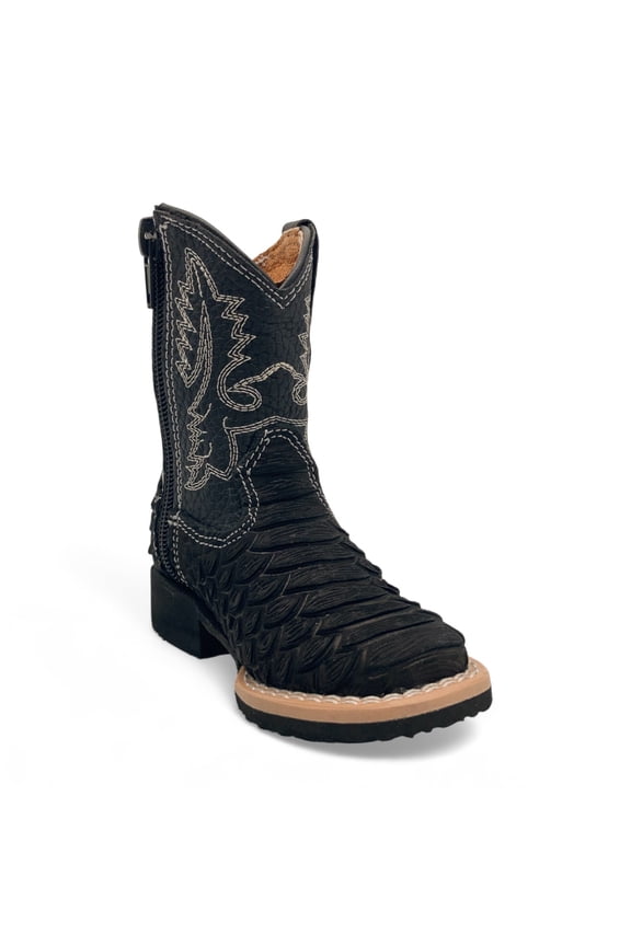 Infant Kids Python Print Leather Cowboy Boot