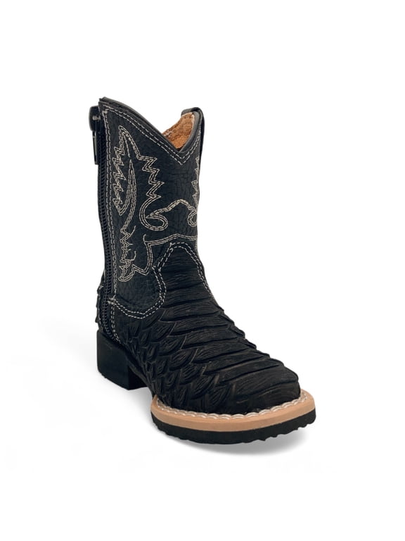 Infant Kids Python Print Leather Cowboy Boot