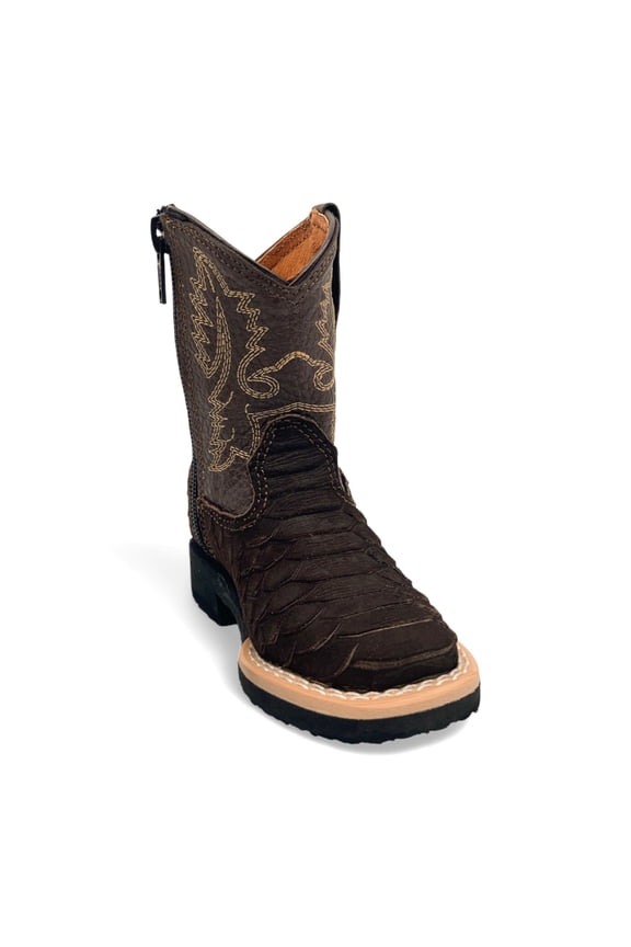 Infant Kids Python Print Leather Cowboy Boot
