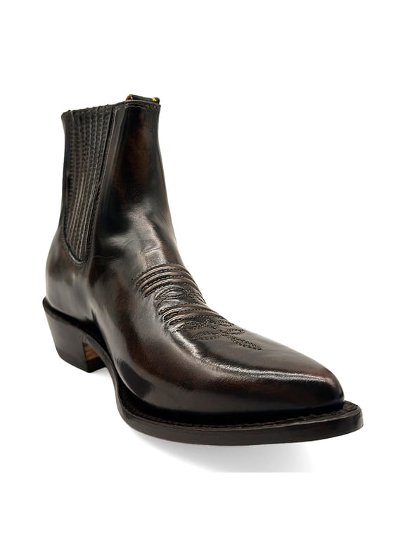 Men's Genuine Leather Short Ankle Cowboy, Charro Botin
