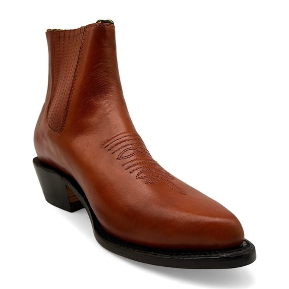 The Western Shops Men's Genuine Leather Short Ankle Cowboy, Charro Botin