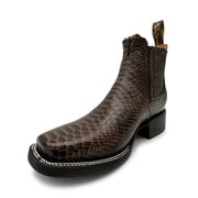 The Western Shops Men's Leather Python Print Square Toe Western Ankle Cowboy Boots