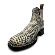 The Western Shops Mens Leather Python Print Square Toe Western Ankle Cowboy Boots