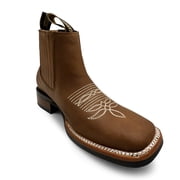 The Western Shops Men's Genuine Leather, Square Toe, Short Ankle, Cowboy Boot