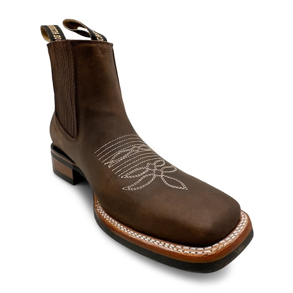 The Western Shops Men's Genuine Leather, Square Toe, Short Ankle, Cowboy Boot