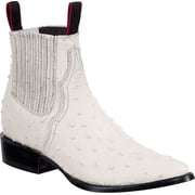 The Western Shops Men s Leather Cowboy Ostrich Quill Print Short Ankle J Toe Boot