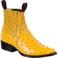 thumbnail image 1 of The Western Shops Men’s Leather Cowboy Ostrich Quill Print Short Ankle J Toe Boot, 1 of 1