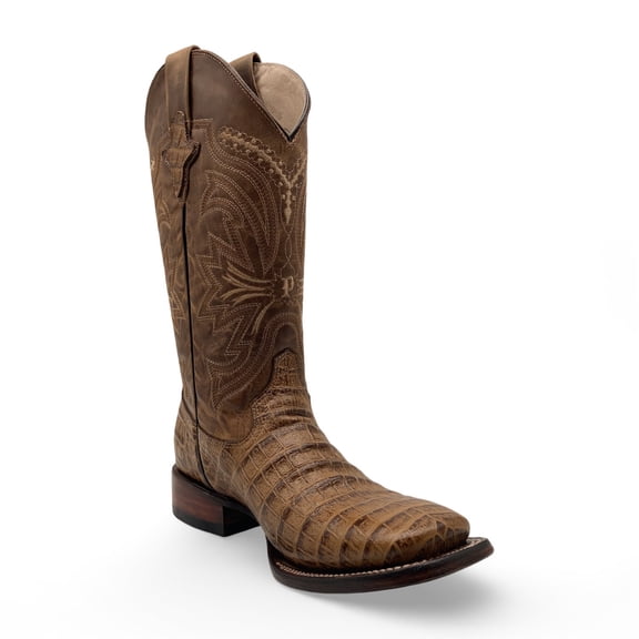 The Western Shops Men's Leather Crocodile Print Midcalf Square Toe Western Cowboy Boot